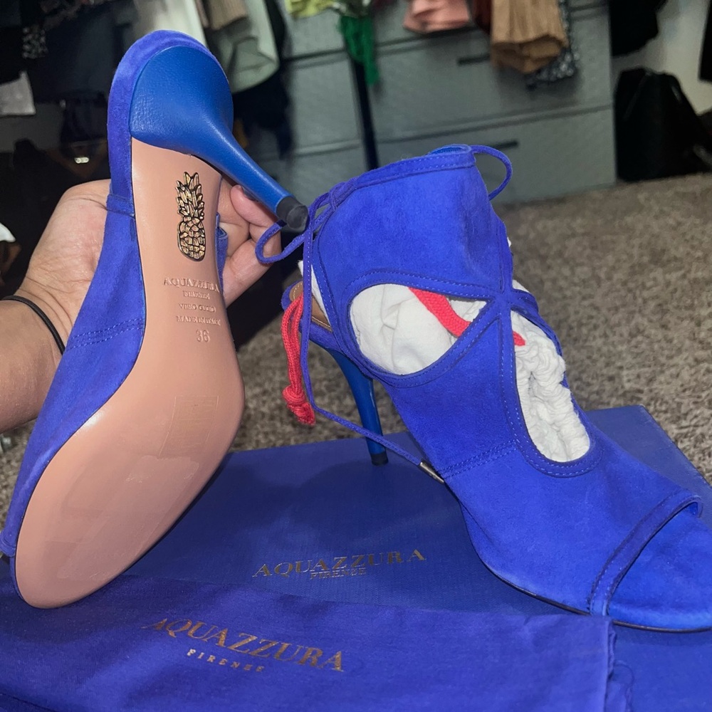 Aquazzura Blue Suede Women's Heels